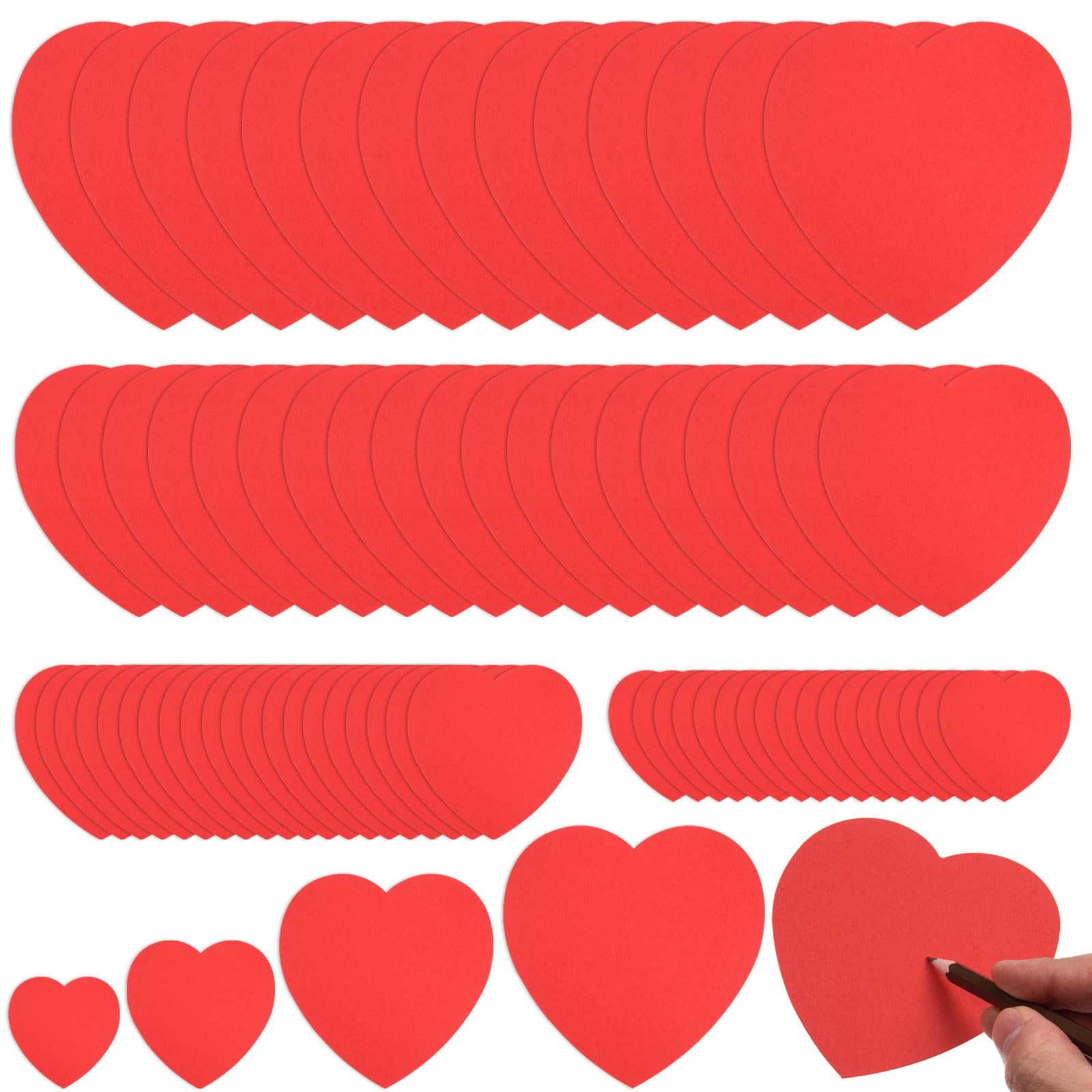 96 Pcs Red Heart Cutouts Assorted Size Paper Hearts Shape Cutouts